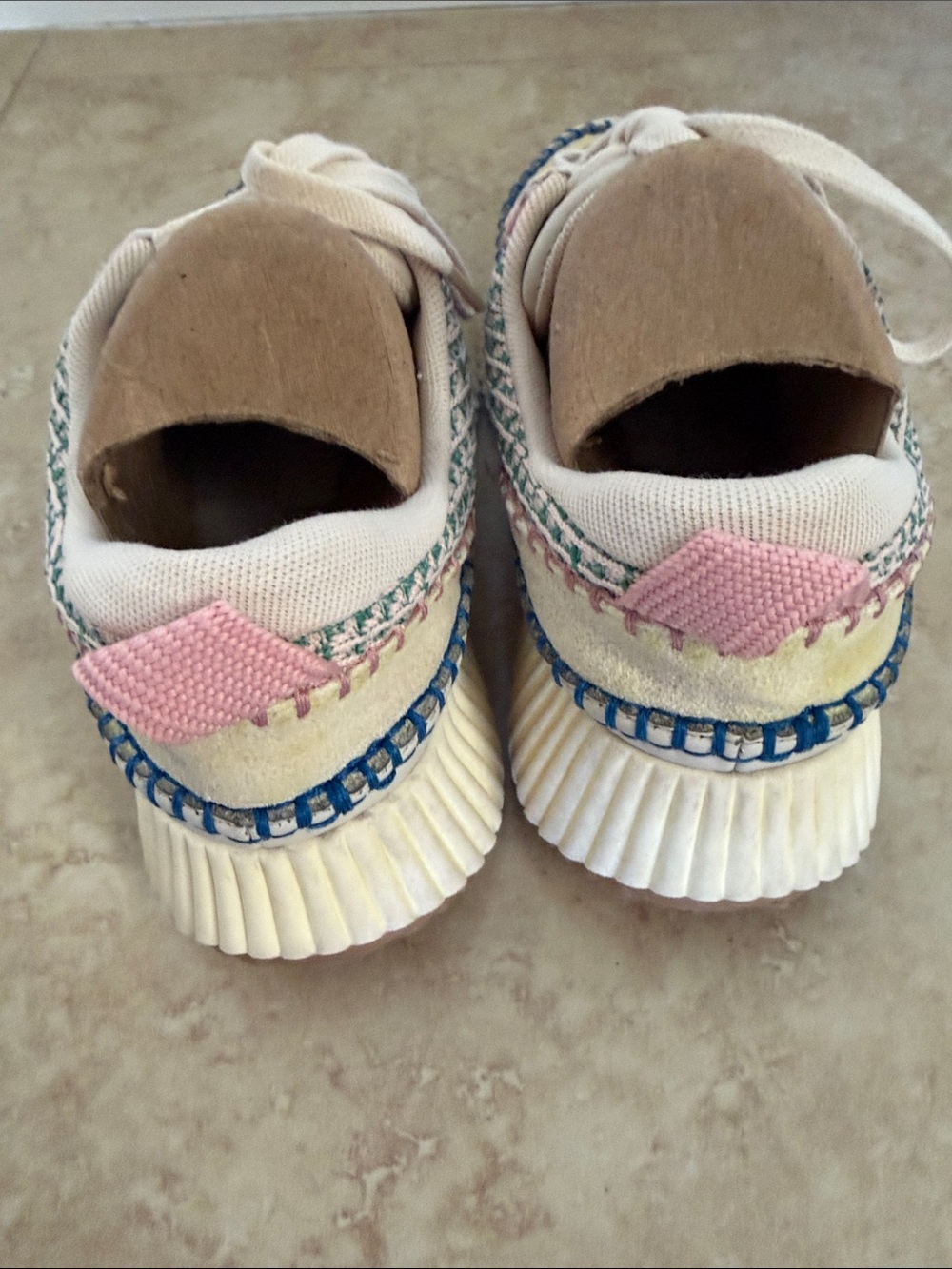 Dolce Vita Dolen Funfetti Knit Platform Sneakers in Cream, Pink & Blue - Picture 7 of 8